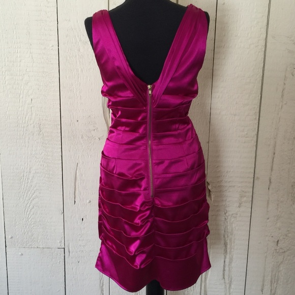 Morgan & Co Pink Fuscia Satin Evening Dress - Picture 2 of 7